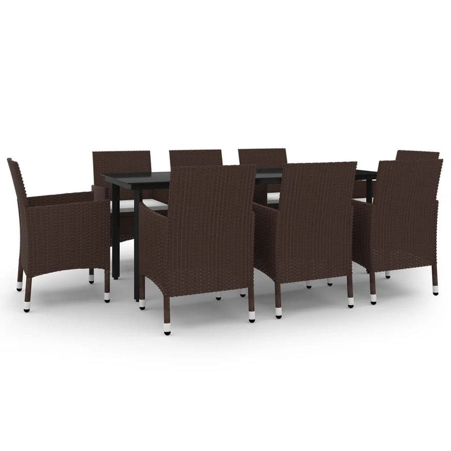 9-Delige Tuinset Met Kussens Poly Rattan En Glas 8
