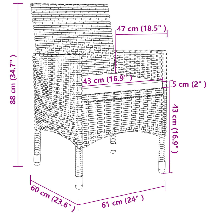 9-Delige Tuinset Met Kussens Poly Rattan En Glas 8