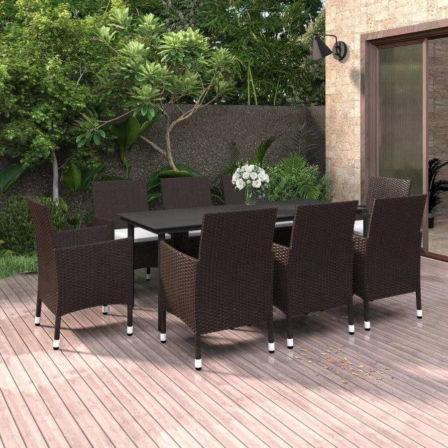 9-Delige Tuinset Met Kussens Poly Rattan En Glas 8