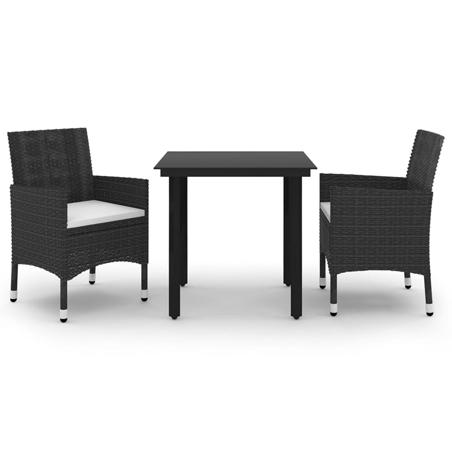-Delige Tuinset Met Kussens Poly Rattan En Glas 3 80 cm tafellengte Zwart en wit