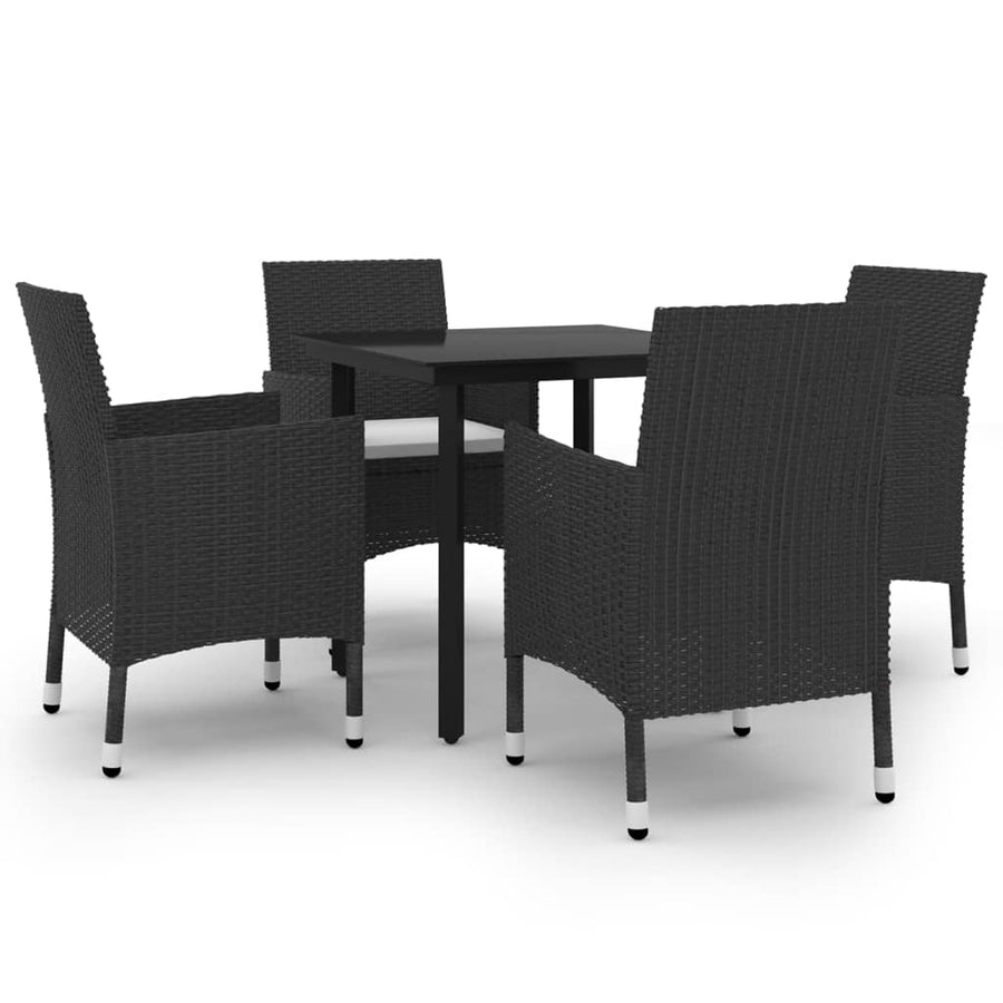 -Delige Tuinset Met Kussens Poly Rattan En Glas 5 80 cm tafellengte Zwart en wit