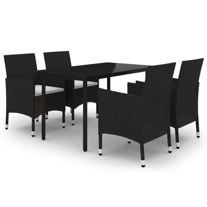 -Delige Tuinset Met Kussens Poly Rattan En Glas 5 140 cm tafellengte Zwart en wit