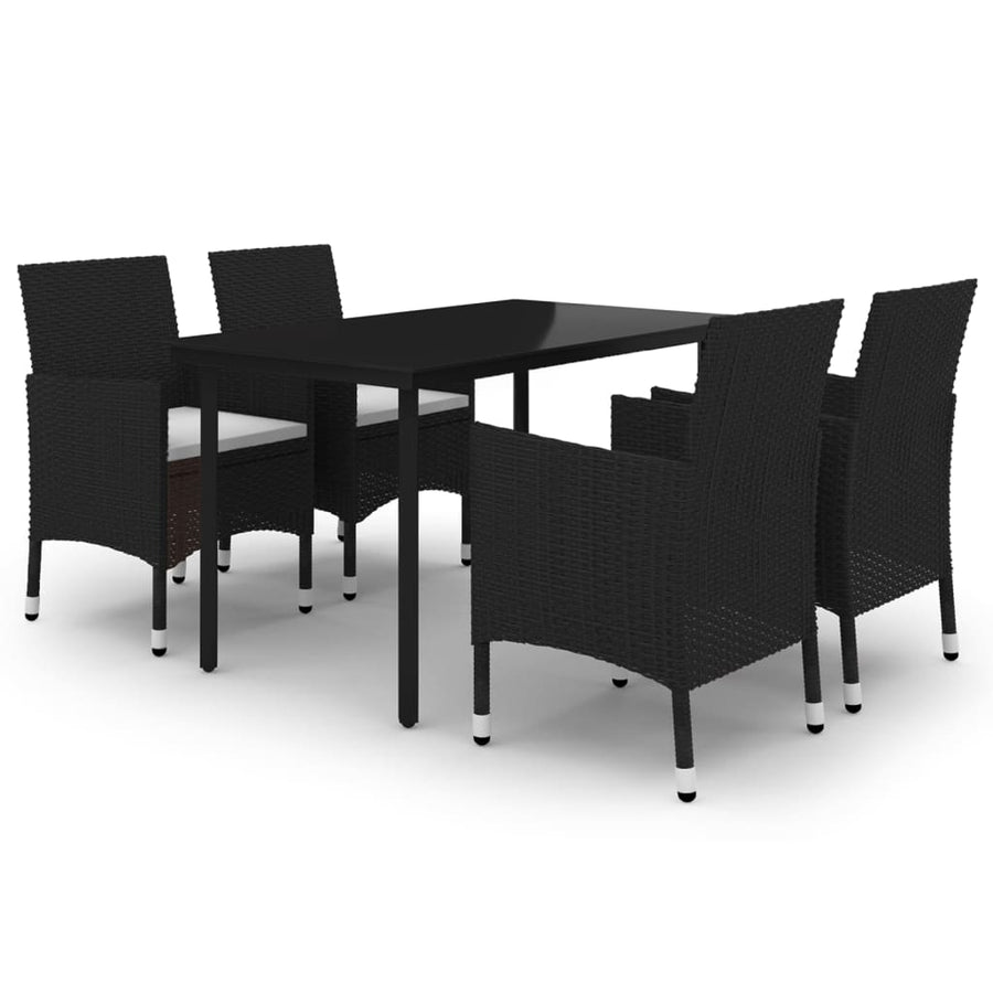 -Delige Tuinset Met Kussens Poly Rattan En Glas 5 140 cm tafellengte Zwart en wit
