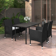 Tuinset poly rattan 5-delig zwart crèmewit