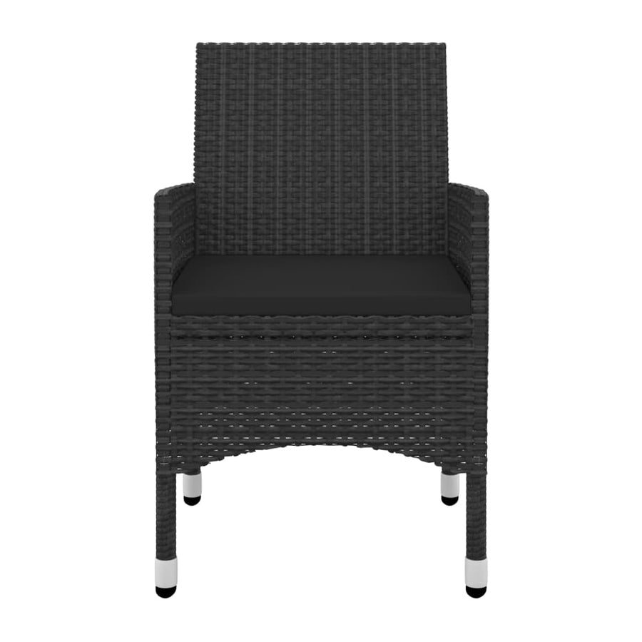 -Delige Tuinset Met Kussens Poly Rattan En Glas 5 80 cm tafellengte Zwart