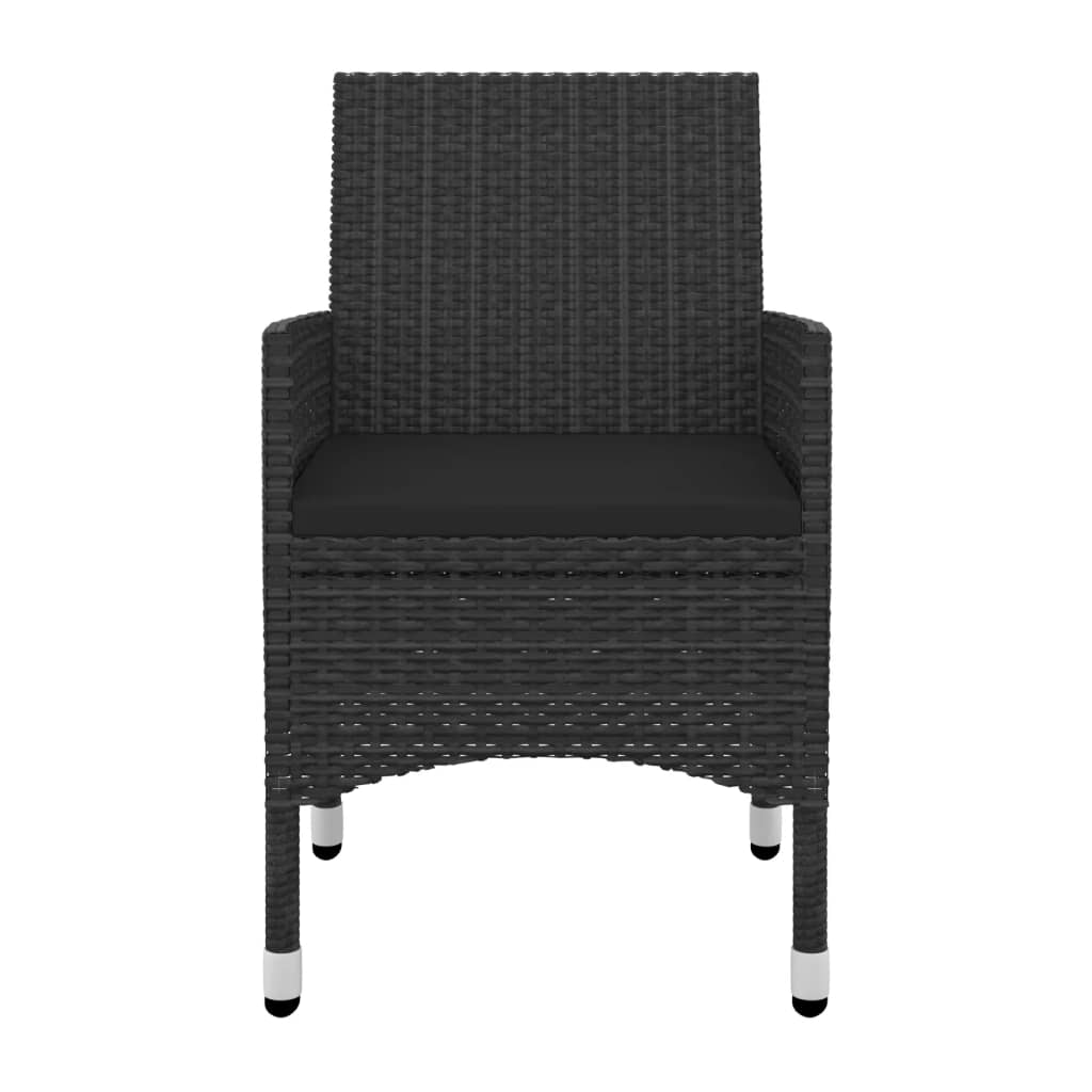 -Delige Tuinset Met Kussens Poly Rattan En Glas 5 140 cm tafellengte Zwart