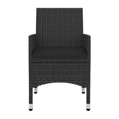 -Delige Tuinset Met Kussens Poly Rattan En Glas 5 140 cm tafellengte Zwart