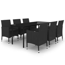 7-Delige Tuinset Met Kussens Poly Rattan En Glas 6 200 cm tafellengte Zwart