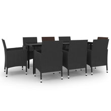 9-Delige Tuinset Met Kussens Poly Rattan En Glas 8 200 cm tafellengte Zwart