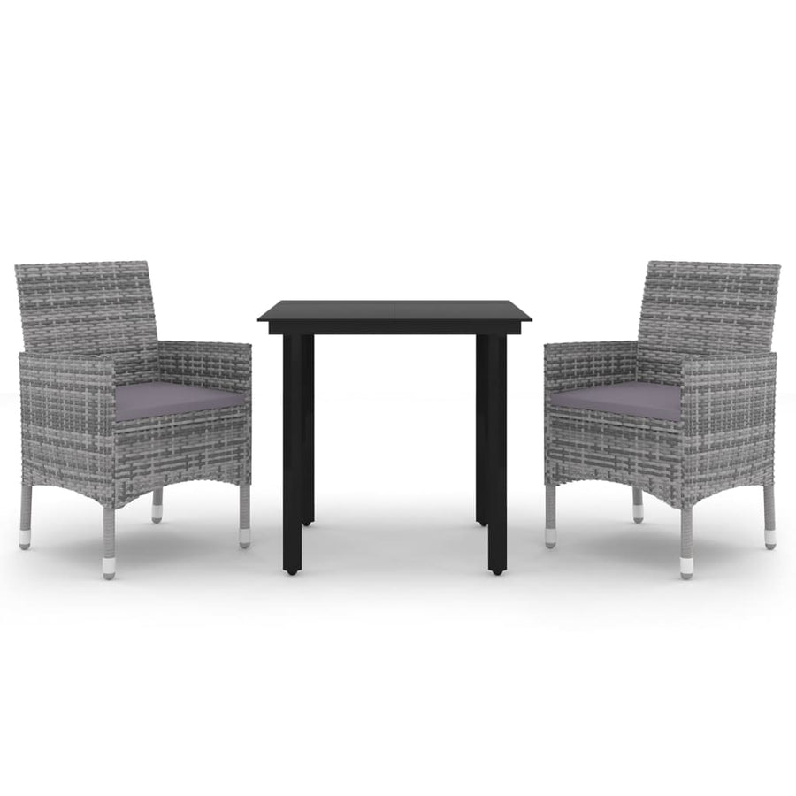 -Delige Tuinset Met Kussens Poly Rattan En Glas 3 80 cm tafellengte Grijs
