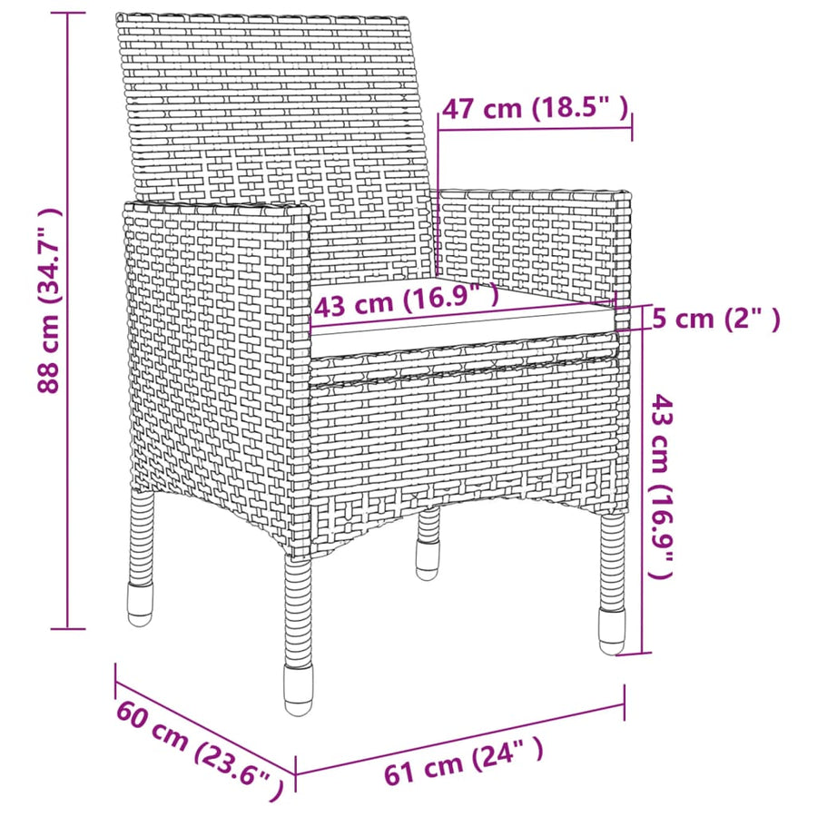 5-Delige Tuinset Met Kussens Poly Rattan En Glas 4