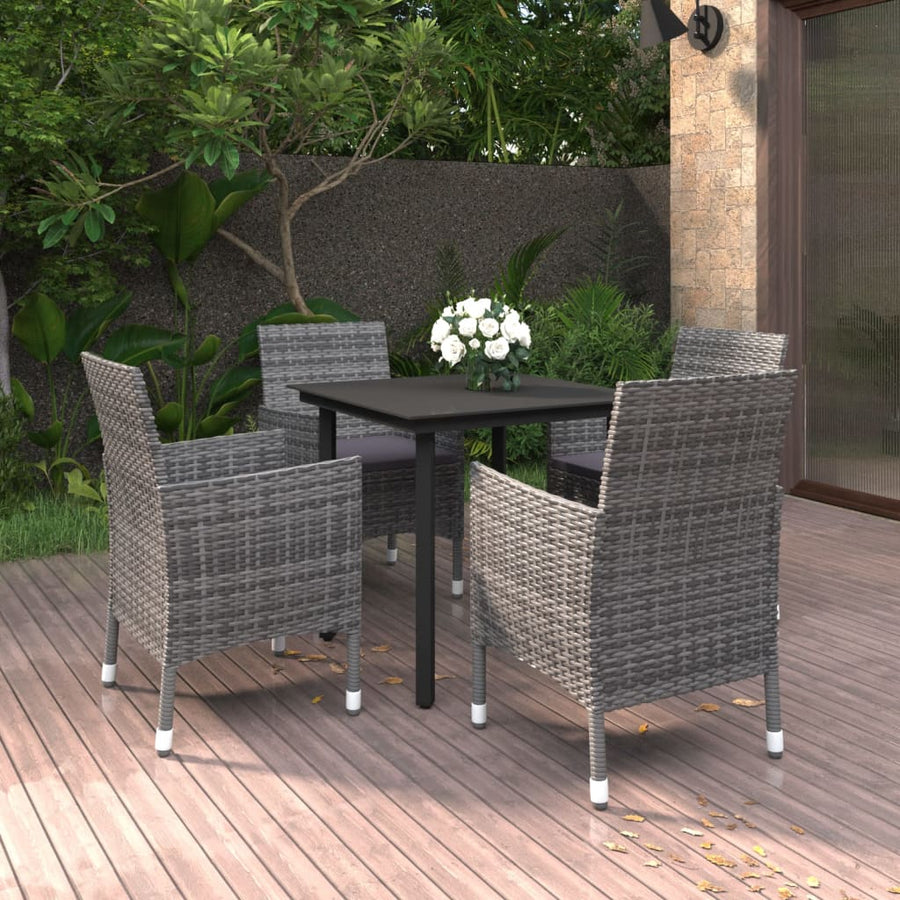 5-Delige Tuinset Met Kussens Poly Rattan En Glas 4
