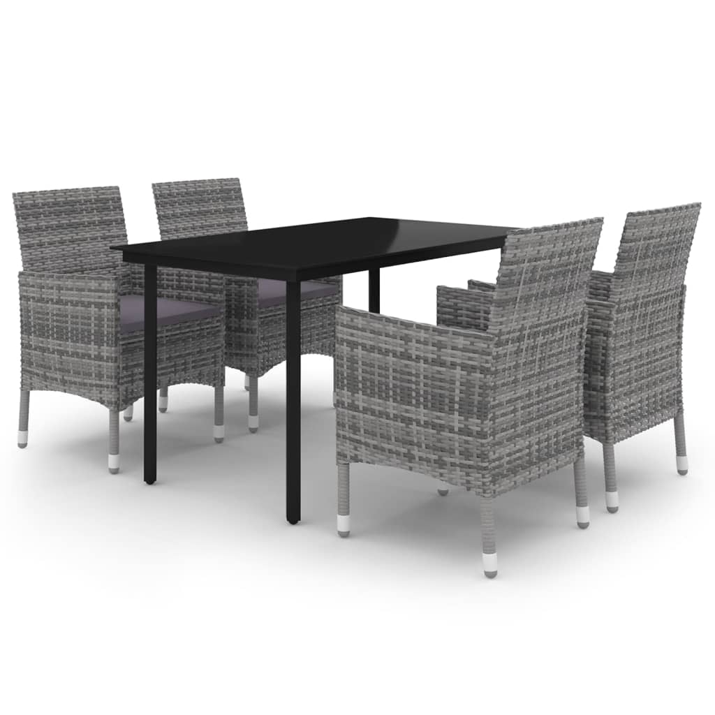 5-Delige Tuinset Met Kussens Poly Rattan En Glas 4