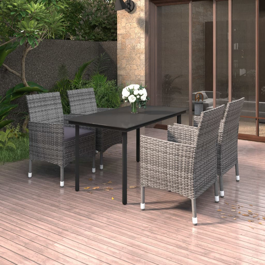 5-Delige Tuinset Met Kussens Poly Rattan En Glas 4