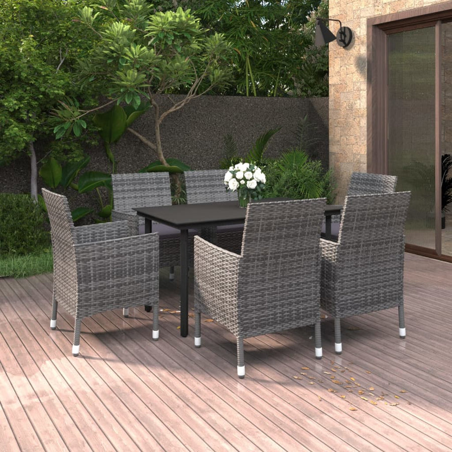 7-Delige Tuinset Met Kussens Poly Rattan En Glas 6