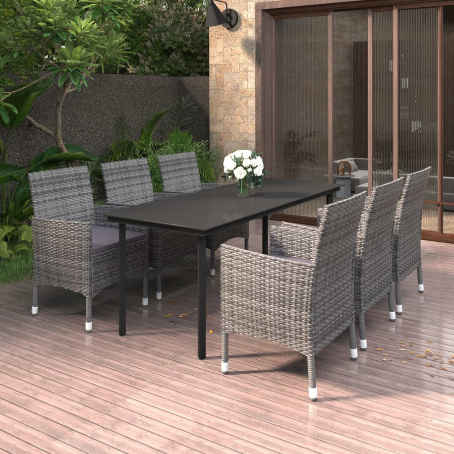7-Delige Tuinset Met Kussens Poly Rattan En Glas 6