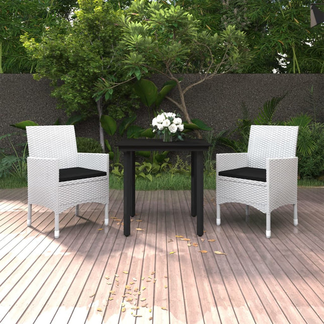 -Delige Tuinset Met Kussens Poly Rattan En Glas 3 80 cm tafellengte Wit