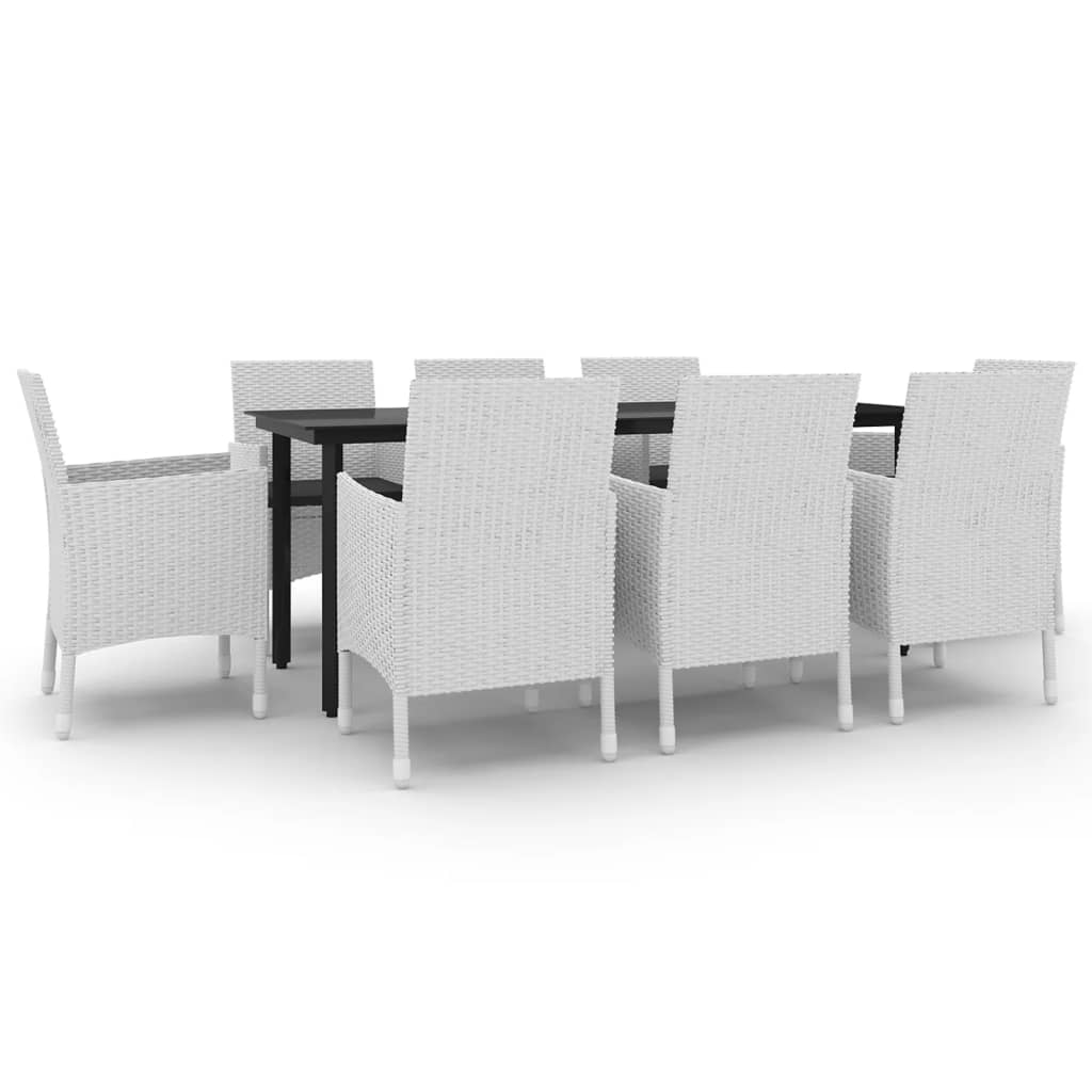 9-Delige Tuinset Met Kussens Poly Rattan En Glas 8