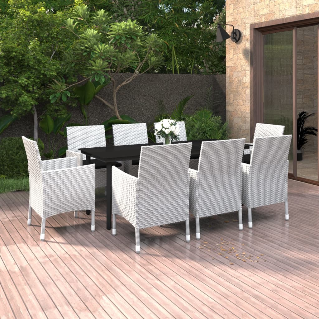 9-Delige Tuinset Met Kussens Poly Rattan En Glas 8