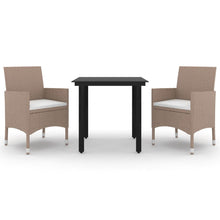 3-delige Tuinset met kussens poly rattan en glas