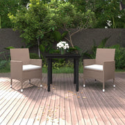 Tuinset 3-delig poly rattan beige met kussens