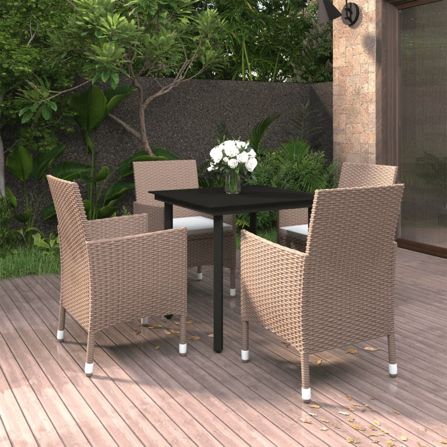 5-Delige Tuinset Met Kussens Poly Rattan En Glas 4