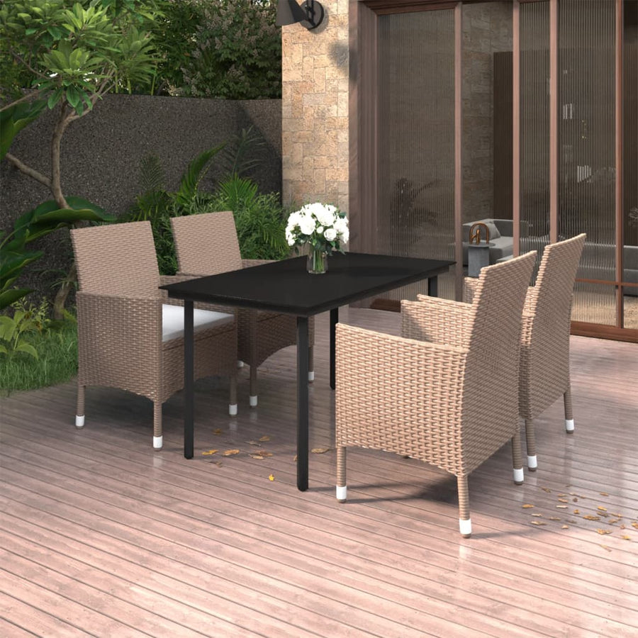 5-Delige Tuinset Met Kussens Poly Rattan En Glas 4