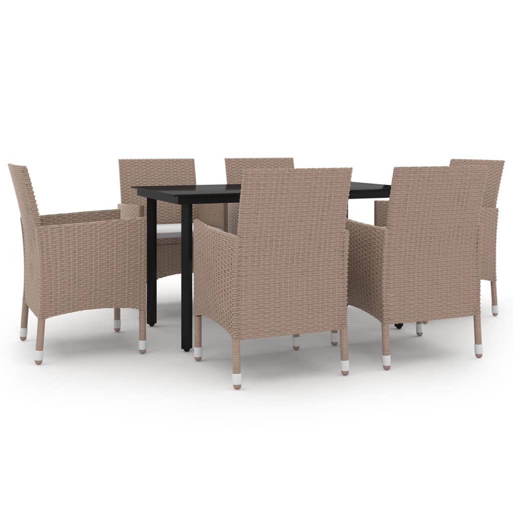7-Delige Tuinset Met Kussens Poly Rattan En Glas 6