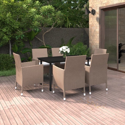 7-Delige Tuinset Met Kussens Poly Rattan En Glas 6