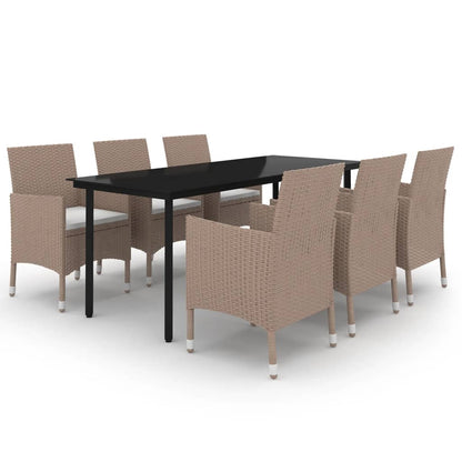 7-Delige Tuinset Met Kussens Poly Rattan En Glas 6