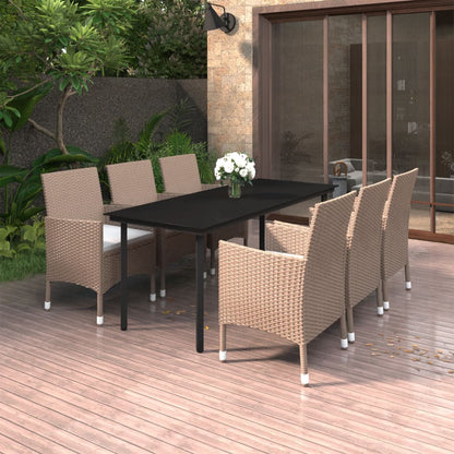 7-Delige Tuinset Met Kussens Poly Rattan En Glas 6