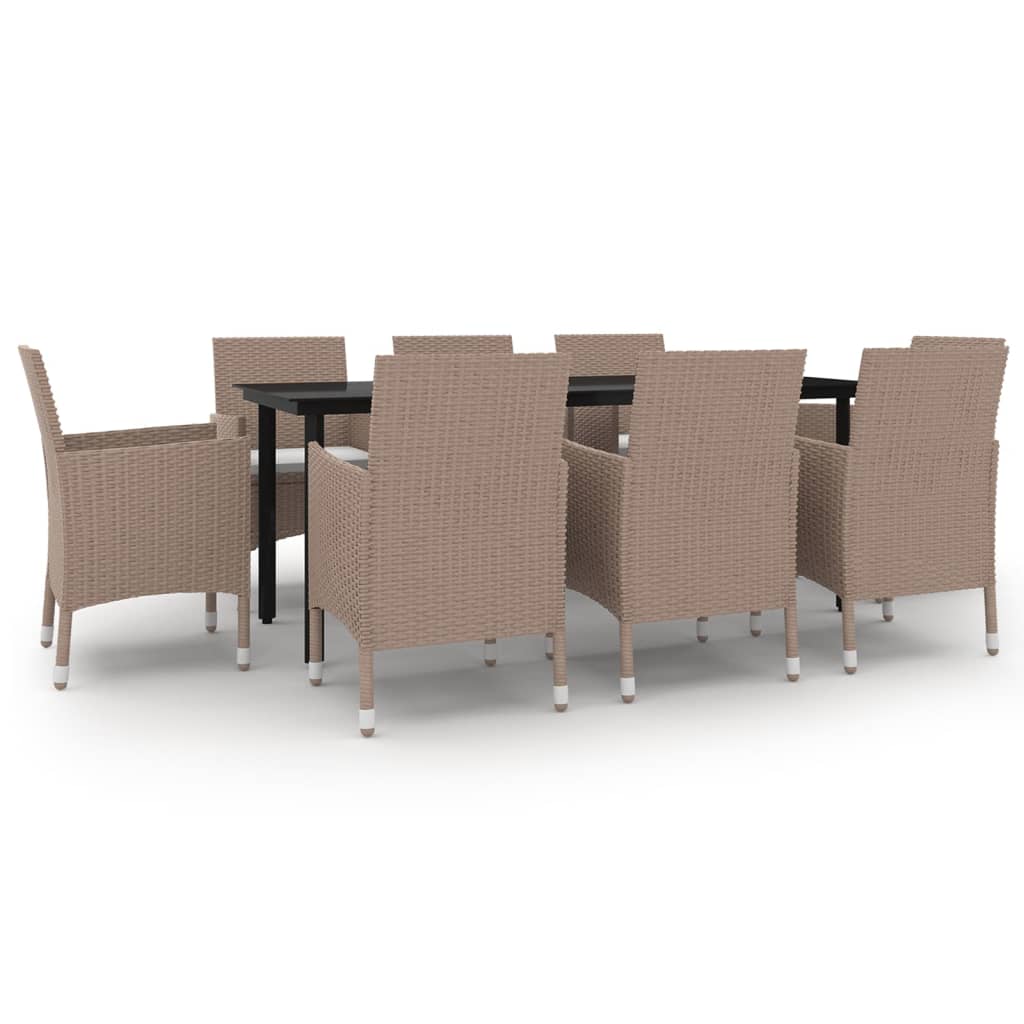 9-Delige Tuinset Met Kussens Poly Rattan En Glas 8