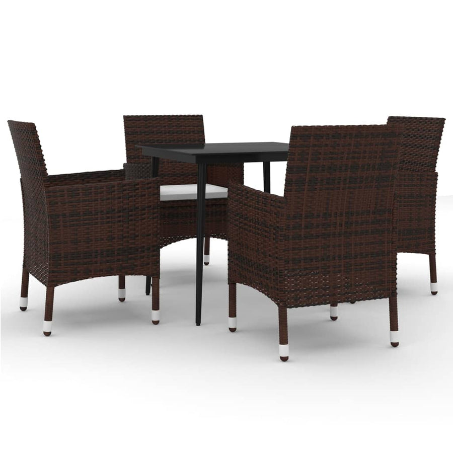 -Delige Tuinset Met Kussens Poly Rattan En Glas 5 80 cm tafellengte Bruin