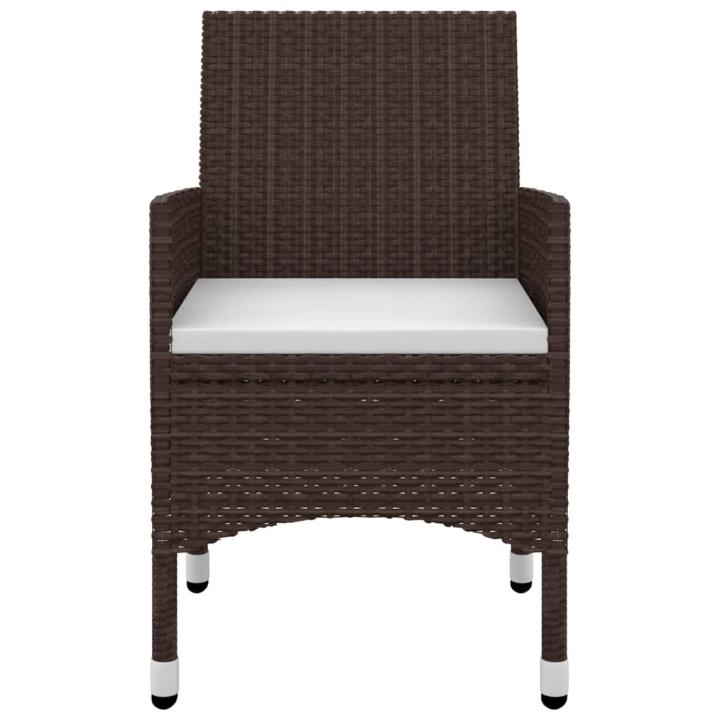 -Delige Tuinset Met Kussens Poly Rattan En Glas 5 80 cm tafellengte Bruin