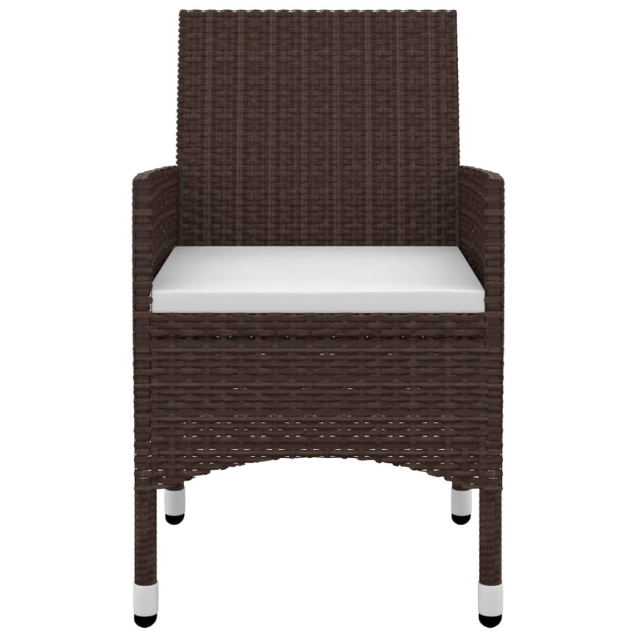 -Delige Tuinset Met Kussens Poly Rattan En Glas 5 80 cm tafellengte Bruin