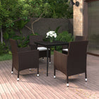 Tuinset 5-delig poly rattan bruin met kussens