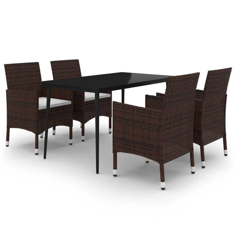 Tuinset Met Kussens Poly Rattan En Glas 5 140 cm tafellengte Bruin