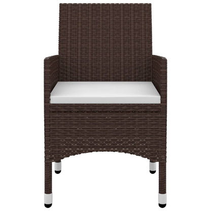 Tuinset Met Kussens Poly Rattan En Glas 5 140 cm tafellengte Bruin