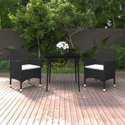 Tuinset 3-delig poly rattan zwart crèmewit