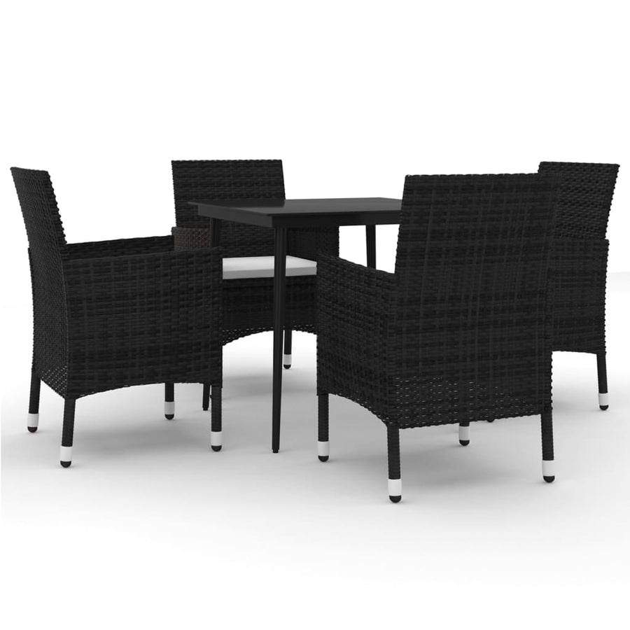 -Delige Tuinset Met Kussens Poly Rattan En Glas 5 80 cm tafellengte Zwart en wit