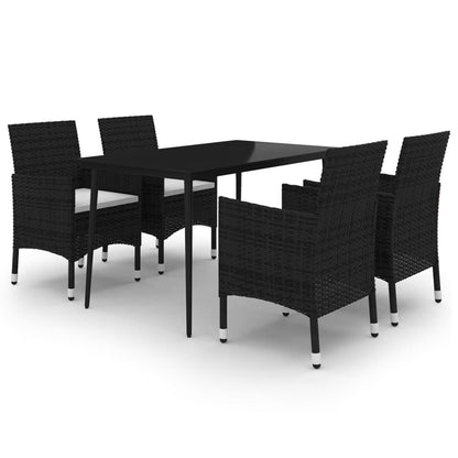 -Delige Tuinset Met Kussens Poly Rattan En Glas 5 140 cm tafellengte Zwart en wit