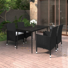 -Delige Tuinset Met Kussens Poly Rattan En Glas 5 140 cm tafellengte Zwart en wit