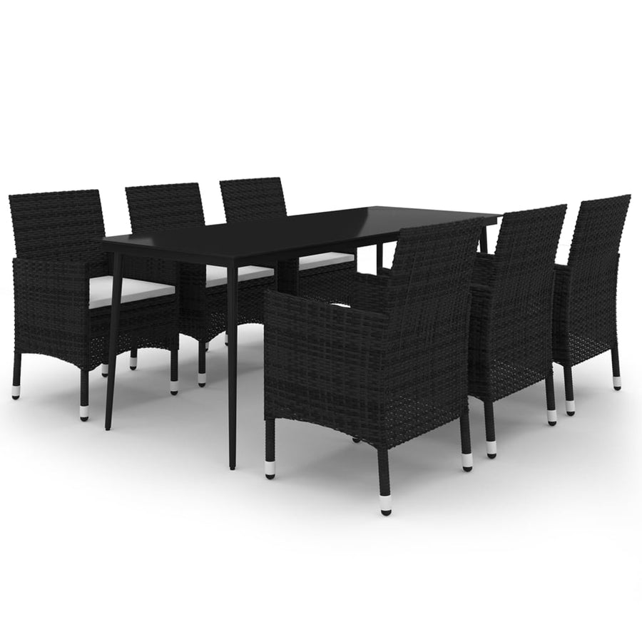 7-delige Tuinset met kussens poly rattan en glas