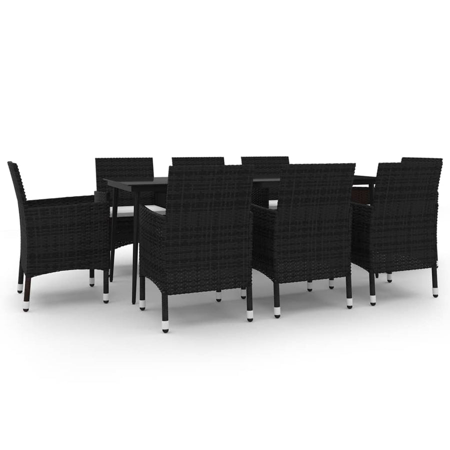 9-delige Tuinset met kussens poly rattan en glas