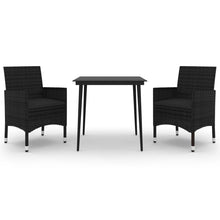 -Delige Tuinset Met Kussens Poly Rattan En Glas 3 80 cm tafellengte Zwart