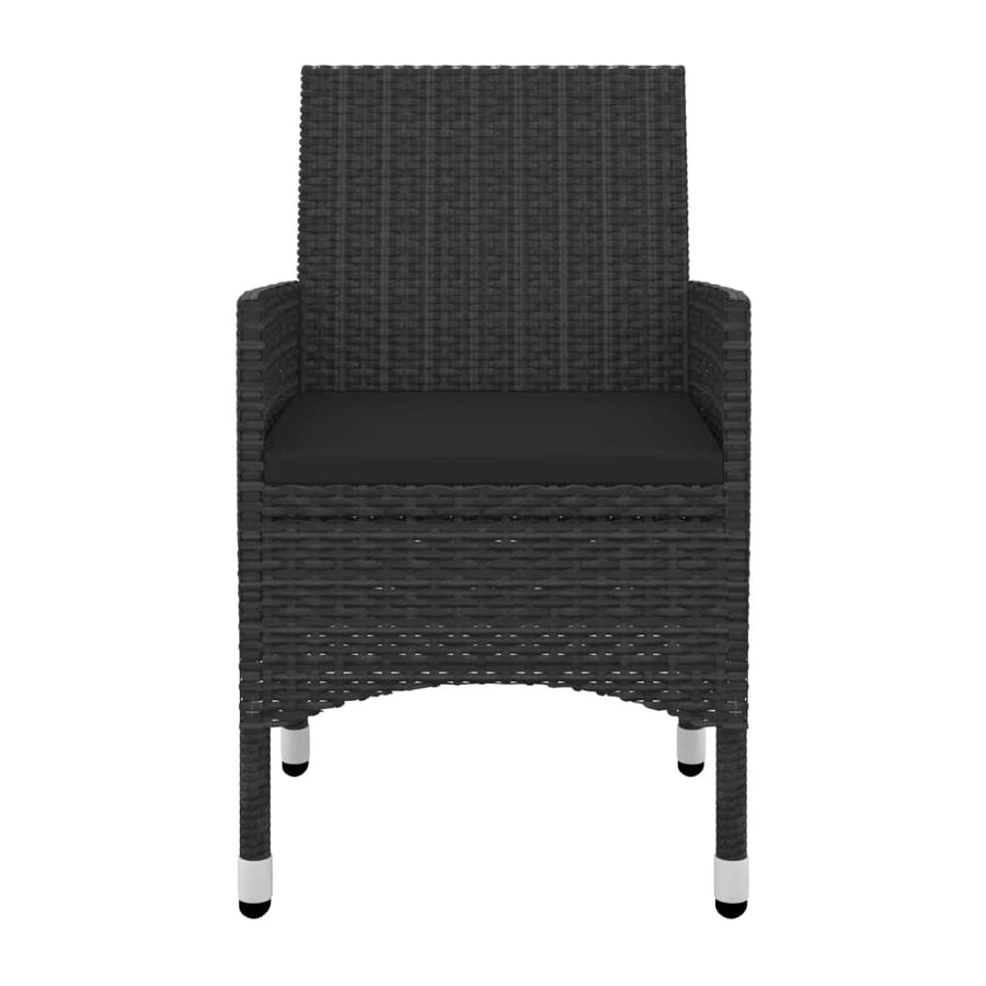 -Delige Tuinset Met Kussens Poly Rattan En Glas 5 80 cm tafellengte Zwart