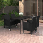 Tuinset 5-delig poly rattan zwart
