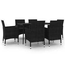 -Delige Tuinset Met Kussens Poly Rattan En Glas 7 140 cm tafellengte Zwart