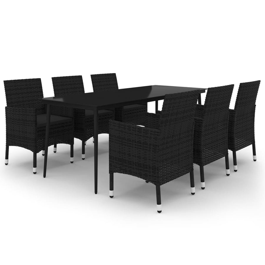 7-delige Tuinset met kussens poly rattan en glas