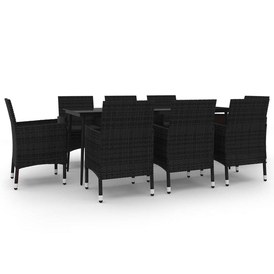 9-delige Tuinset met kussens poly rattan en glas